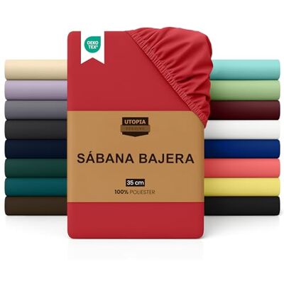 Utopia Bedding Lençol-capa 180 x 200, vermelho, bolso profundo, microfibra escovada (cama 180) Utopia Bedding Lençol-capa 180 x 200, vermelho, bolso profundo, microfibra escovada (cama 180)
