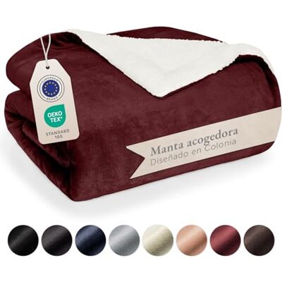 Blumtal - Premium Sherpa Kuscheldecke - Vermelho escuro - Blanket Blumtal - Premium Sherpa Kuscheldecke - Vermelho escuro - Blanket