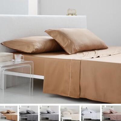 COTTON ARTean Conjunto de lençóis 160x190/200 Cetim algodão Egípcio 300 fios LEUNA terracota peças: Lençol de cima, 2 fronhas de almofada, Lençol de baixo ajustável COTTON ARTean Conjunto de lençóis 160x190/200 Cetim algodão Egípcio 300 fios LEUNA terracota peças: Lençol de cima, 2 fronhas de almofada, Lençol de baixo ajustável
