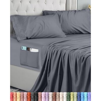 Utopia Bedding Conjunto de lençóis 3 peças, 90 x 190, microfibra de poliéster, lençol de baixo com bolsos de armazenamento, lençol plano e 1 fronha de almofada bordada (cama 90, cinzento) Utopia Bedding Conjunto de lençóis 3 peças, 90 x 190, microfibra de poliéster, lençol de baixo com bolsos de armazenamento, lençol plano e 1 fronha de almofada bordada (cama 90, cinzento)