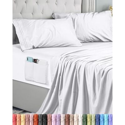 Utopia Bedding Conjunto de lençóis 3 peças, 90 x 190, microfibra de poliéster, lençol de baixo com bolsos de armazenamento, lençol plano e 1 fronha de almofada bordada (cama 90, branco) Utopia Bedding Conjunto de lençóis 3 peças, 90 x 190, microfibra de poliéster, lençol de baixo com bolsos de armazenamento, lençol plano e 1 fronha de almofada bordada (cama 90, branco)