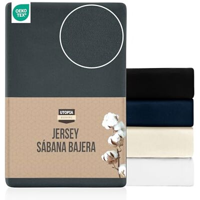 Utopia Bedding Lençol de baixo de Jersey Poli-algodão Bolso profundo de 25 cm (160 x 200 cm, Antracita) Utopia Bedding Lençol de baixo de Jersey Poli-algodão Bolso profundo de 25 cm (160 x 200 cm, Antracita)