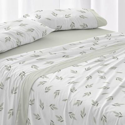 Blanco Conjunto de lençóis 100 % algodão, cama 150-160 verde Blanco Conjunto de lençóis 100 % algodão, cama 150-160 verde
