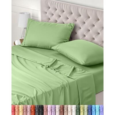 Utopia Bedding Conjunto de Lençóis 4 Peças 180x200 Poliéster Microfibra Escovada Certificado Oeko-Tex Lençol de Baixo, Lençol Liso e 2 Fronhas de Almofada 50x75 (Cama 180, Verde Salvia) Utopia Bedding Conjunto de Lençóis 4 Peças 180x200 Poliéster Microfibra Escovada Certificado Oeko-Tex Lençol de Baixo, Lençol Liso e 2 Fronhas de Almofada 50x75 (Cama 180, Verde Salvia)