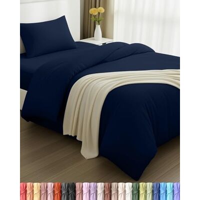 Utopia Bedding Edredão nórdico cama 90, lençol de baixo 90x190 e fronha de almofada (50x75cm) Edredão 135x200 Conjunto de cama de microfibra escovada suave (Azul Marinho) Utopia Bedding Edredão nórdico cama 90, lençol de baixo 90x190 e fronha de almofada (50x75cm) Edredão 135x200 Conjunto de cama de microfibra escovada suave (Azul Marinho)