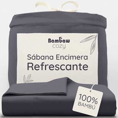 Bambaw Lençol-capa bambu cama 180/200 cm, 270 x 290 cm, lençóis de bambu hipoalergénicos e antialergicas, roupa de cama de verão e inverno, lençóis térmicos reguladores (antracite) Bambaw Lençol-capa bambu cama 180/200 cm, 270 x 290 cm, lençóis de bambu hipoalergénicos e antialergicas, roupa de cama de verão e inverno, lençóis térmicos reguladores (antracite)