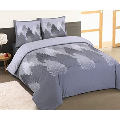 Vision Conjunto de roupa de cama em flanela floresta cinzenta, capa de edredão de 240 x 220 cm com 2 fronhas de 65 x 65 cm para cama de 2 lugares, flanela: Macio e quente fibras naturais Vision Conjunto de roupa de cama em flanela floresta cinzenta, capa de edredão de 240 x 220 cm com 2 fronhas de 65 x 65 cm para cama de 2 lugares, flanela: Macio e quente fibras naturais