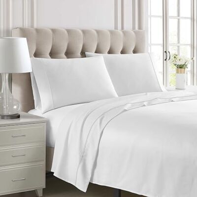 NORA HOME Conjunto de lençóis 180 x 190 algodão cetim de 300 fios, qualidade hotel 5 x 2 fronhas de almofada ajustável. Lençóis 180 x 200 brancos para cama de 180 com bainica, verde NORA HOME Conjunto de lençóis 180 x 190 algodão cetim de 300 fios, qualidade hotel 5 x 2 fronhas de almofada ajustável. Lençóis 180 x 200 brancos para cama de 180 com bainica, verde