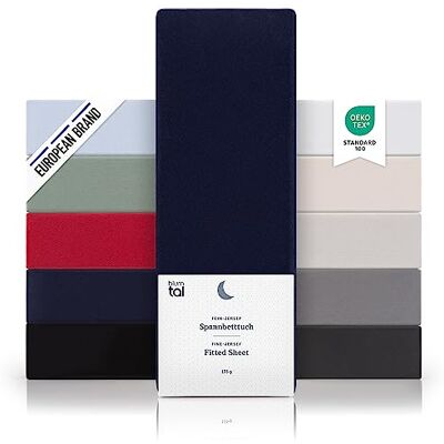 Blumtal Basics Lençol-capa ajustável de 80 x 160, 180 cm, lençol-capa de 80 x 160 cm, para crianças, 100 % algodão, com certificado Öko-Tex, lençol de baixo ajustável de 160 x 80 cm, azul oceano Blumtal Basics Lençol-capa ajustável de 80 x 160, 180 cm, lençol-capa de 80 x 160 cm, para crianças, 100 % algodão, com certificado Öko-Tex, lençol de baixo ajustável de 160 x 80 cm, azul oceano