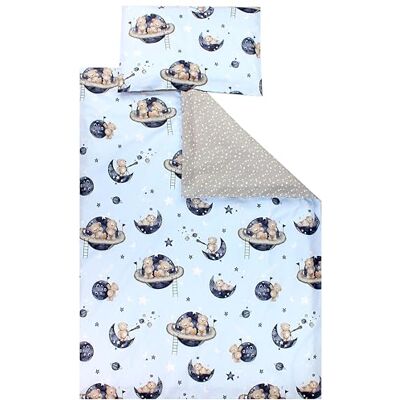 TupTam Conjunto de roupa de cama para crianças, 2 peças, ursos no cosmos/estrelas brancas/cinzentas, 120 x 90 cm TupTam Conjunto de roupa de cama para crianças, 2 peças, ursos no cosmos/estrelas brancas/cinzentas, 120 x 90 cm