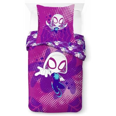 Jay Franco Kids Marvel Spidey e incríveis amigos conjunto de capa de edredão para crianças, roupa de cama macia 100 % algodão com fronha de almofada, produto com licença oficial, roxo, 2 peças Jay Franco Kids Marvel Spidey e incríveis amigos conjunto de capa de edredão para crianças, roupa de cama macia 100 % algodão com fronha de almofada, produto com licença oficial, roxo, 2 peças
