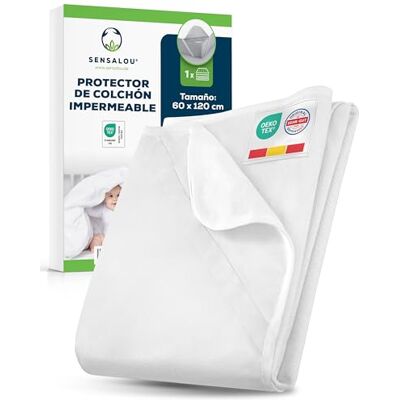 Sensalou Protetor De Colchão 60x120 cm Impermeável para Berço – Fronha de Colchão Macia Transpirável Lavável a 95 °C, Capa Antibacteriana para Bebê, Antialérgica e Segura, Ajuste até 30 cm Sensalou Protetor De Colchão 60x120 cm Impermeável para Berço – Fronha de Colchão Macia Transpirável Lavável a 95 °C, Capa Antibacteriana para Bebê, Antialérgica e Segura, Ajuste até 30 cm