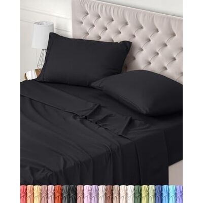 Utopia Bedding Conjunto de Lençóis de 4 Peças 180x200 Poliéster Microfibra Escovada Certificado Oeko-Tex Lençol de Baixo, Lençol Liso e 2 Fronhas de Almofada 50x75 (Cama 180, Preto) Utopia Bedding Conjunto de Lençóis de 4 Peças 180x200 Poliéster Microfibra Escovada Certificado Oeko-Tex Lençol de Baixo, Lençol Liso e 2 Fronhas de Almofada 50x75 (Cama 180, Preto)