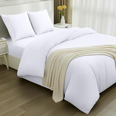 Utopia Bedding Capa nórdica 200 x 200 cm, Lençol-capa 140 x 200 cm e fronhas 80 x 80 cm, capa de edredão para cama de 140 Conjunto de cama de microfibra escovada suave (branco) Utopia Bedding Capa nórdica 200 x 200 cm, Lençol-capa 140 x 200 cm e fronhas 80 x 80 cm, capa de edredão para cama de 140 Conjunto de cama de microfibra escovada suave (branco)