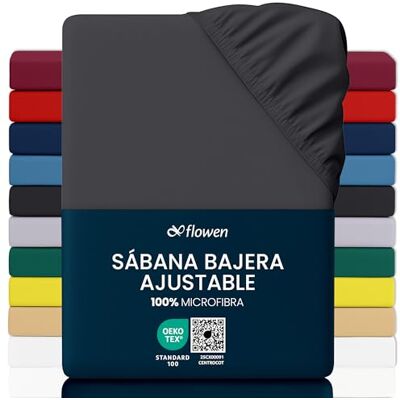 Flowen Lençol-capa ajustável 150 x 200 cm, cinzento-escuro de microfibra, escovado para colchão, 30 cm de altura, tecido macio respirável hipoalergénico antiácaros e antibacteriano. Lavável na máquina Flowen Lençol-capa ajustável 150 x 200 cm, cinzento-escuro de microfibra, escovado para colchão, 30 cm de altura, tecido macio respirável hipoalergénico antiácaros e antibacteriano. Lavável na máquina