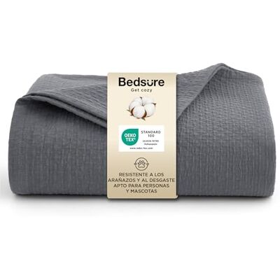 Bedsure Manta de ousselina 100% algodão, cinzento fumado, 150 x 200 cm Tejido Doble Capa Tacto Suave, Seguro Para Personas Y Mascotas, Ideal Para Salón, Descanso Y Uso Al Aire Libre Bedsure Manta de ousselina 100% algodão, cinzento fumado, 150 x 200 cm Tejido Doble Capa Tacto Suave, Seguro Para Personas Y Mascotas, Ideal Para Salón, Descanso Y Uso Al Aire Libre