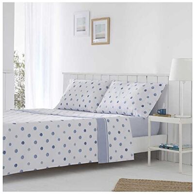 COTTON ARTean Conjunto de lençóis 150x190/200 poliéster-algodão GAMIZ azul 4 peças: Lençol de cima, 2 fronhas de almofada, Lençol de baixo ajustável COTTON ARTean Conjunto de lençóis 150x190/200 poliéster-algodão GAMIZ azul 4 peças: Lençol de cima, 2 fronhas de almofada, Lençol de baixo ajustável
