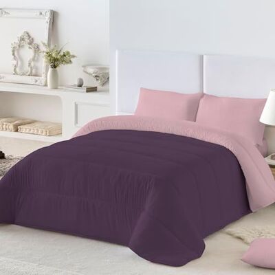 NATURALS Edredão nórdico 300 gramas liso bicolor reversível, microfibra extramacia, acolchoado grande conforto e respirável beringela / rosa antigo, cama de 135/150 (250 x 260 cm) fabricado em Espanha NATURALS Edredão nórdico 300 gramas liso bicolor reversível, microfibra extramacia, acolchoado grande conforto e respirável beringela / rosa antigo, cama de 135/150 (250 x 260 cm) fabricado em Espanha