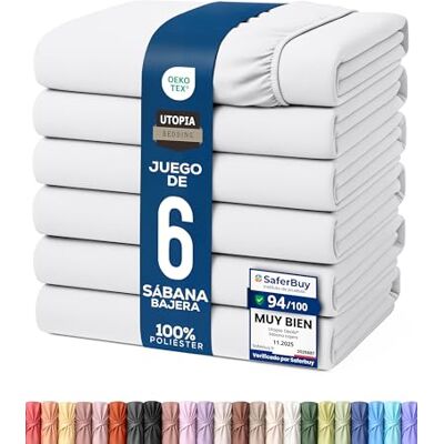 Utopia Bedding Conjunto de 6 lençol-capa 140 x 200, branco, bolso profundo, microfibra escovada (cama 140) Utopia Bedding Conjunto de 6 lençol-capa 140 x 200, branco, bolso profundo, microfibra escovada (cama 140)