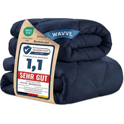 WAVVE Edredão Nórdico com Enchimento para Cama 180 4 Estações Roupa de Cama Edredão Reversível Duplo 150+300 gr/m² de 240x260 cm Fibra Macia e Antiácaro, Quente e Confortável Azul Marinho WAVVE Edredão Nórdico com Enchimento para Cama 180 4 Estações Roupa de Cama Edredão Reversível Duplo 150+300 gr/m² de 240x260 cm Fibra Macia e Antiácaro, Quente e Confortável Azul Marinho