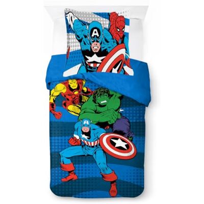 Jay Franco Kids Marvel Avengers Conjunto de capa de edredão roupa de cama super macia com fronha de almofada, apenas capa, edredão não incluído, azul, 2 peças, individual Jay Franco Kids Marvel Avengers Conjunto de capa de edredão roupa de cama super macia com fronha de almofada, apenas capa, edredão não incluído, azul, 2 peças, individual