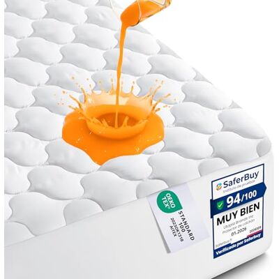 Utopia Bedding Protetor de colchão impermeável 160 x 200 cm, capa protetora para cama, resistente à água (branco) Utopia Bedding Protetor de colchão impermeável 160 x 200 cm, capa protetora para cama, resistente à água (branco)