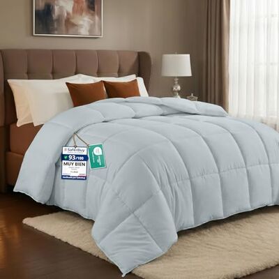 Utopia Bedding Edredão acolchoado 155 x 220 cm, edredão cama de 90, enchimento nórdico 200 gr/m² em 100% microfibra (cinzento claro) Utopia Bedding Edredão acolchoado 155 x 220 cm, edredão cama de 90, enchimento nórdico 200 gr/m² em 100% microfibra (cinzento claro)