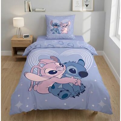 Aymax Conjunto de cama infantil Stitch & Angel, 1 pessoa, capa de edredão de 140 x 200 cm + fronha de almofada de 65 x 65 cm Aymax Conjunto de cama infantil Stitch & Angel, 1 pessoa, capa de edredão de 140 x 200 cm + fronha de almofada de 65 x 65 cm