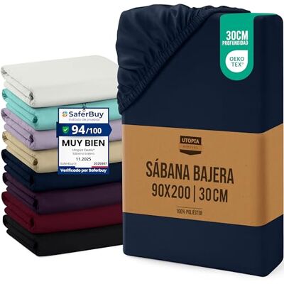 Utopia Bedding Lençol-capa 90 x 200 x 30 cm, azul-marinho, bolso profundo, microfibra de poliéster escovado (cama 90) Utopia Bedding Lençol-capa 90 x 200 x 30 cm, azul-marinho, bolso profundo, microfibra de poliéster escovado (cama 90)