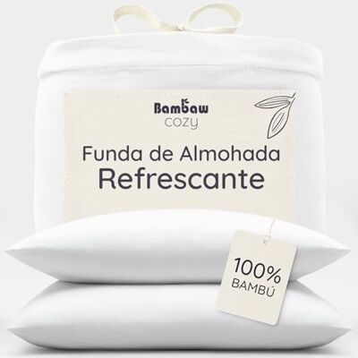 Bambaw Fronha de Almofada 80x80 Bambu, Pack de 2, Roupa de Cama Térmica Refrigerante, Fronha de Bambu Anti Acne, Roupa de Cama Termorreguladora Frio Verão, Roupa de Cama Antiácaros 80x80 cm (Branco) Bambaw Fronha de Almofada 80x80 Bambu, Pack de 2, Roupa de Cama Térmica Refrigerante, Fronha de Bambu Anti Acne, Roupa de Cama Termorreguladora Frio Verão, Roupa de Cama Antiácaros 80x80 cm (Branco)