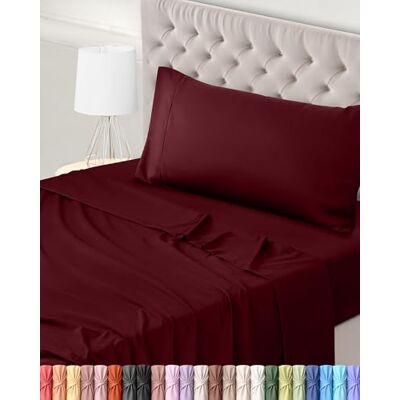 Utopia Bedding Conjunto de Lençóis de 3 Peças 90x190 Microfibra de Poliéster Escovada Certificado Oeko-Tex Lençol de Baixo, Lençol de Cima e 1 Fronha de Almofada 50x75 (Cama 90, Bordô) Utopia Bedding Conjunto de Lençóis de 3 Peças 90x190 Microfibra de Poliéster Escovada Certificado Oeko-Tex Lençol de Baixo, Lençol de Cima e 1 Fronha de Almofada 50x75 (Cama 90, Bordô)