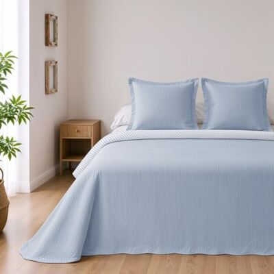 BOHEME Colcha reversível de microfibra, azul, cama 105 + 1 fronha de Inclui 1 colcha (200 x 270 cm) e 1 capa de 50 x 70 cm. Leve, respirável, de secagem rápida e ideal para meia-estação. BOHEME Colcha reversível de microfibra, azul, cama 105 + 1 fronha de Inclui 1 colcha (200 x 270 cm) e 1 capa de 50 x 70 cm. Leve, respirável, de secagem rápida e ideal para meia-estação.