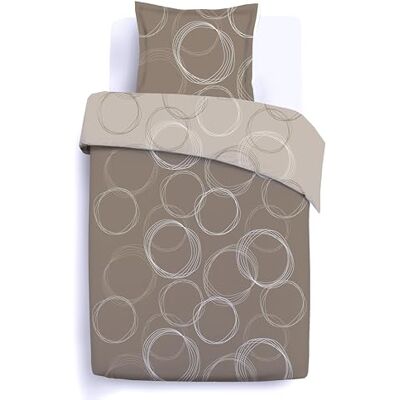 Vision Conjunto de capa nórdica Taupe reversível Conjunto de capa nórdica de 140 x 200 cm com 1 fronha de almofada para cama individual 100% algodão Vision Conjunto de capa nórdica Taupe reversível Conjunto de capa nórdica de 140 x 200 cm com 1 fronha de almofada para cama individual 100% algodão