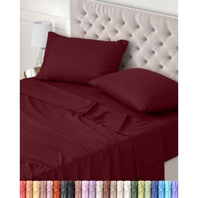 Utopia Bedding Conjunto de Roupa de Cama 4 Peças 150x200 Poliéster Microfibra Escovada Certificado Oeko-Tex Lençol de Baixo, Lençol de Cima e 2 Fronhas de Almofada 50x75 (Cama 150, Bordô) Utopia Bedding Conjunto de Roupa de Cama 4 Peças 150x200 Poliéster Microfibra Escovada Certificado Oeko-Tex Lençol de Baixo, Lençol de Cima e 2 Fronhas de Almofada 50x75 (Cama 150, Bordô)