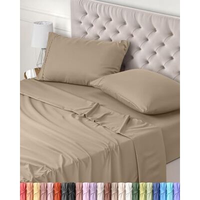 Utopia Bedding Conjunto de Roupa de Cama com 4 Peças 180x200 Poliéster Microfibra Escovada Certificado Oeko-Tex Lençol de Baixo, Lençol de Elástico e 2 Fronhas de Almofada 50x75 (Cama 180, Arena Utopia Bedding Conjunto de Roupa de Cama com 4 Peças 180x200 Poliéster Microfibra Escovada Certificado Oeko-Tex Lençol de Baixo, Lençol de Elástico e 2 Fronhas de Almofada 50x75 (Cama 180, Arena