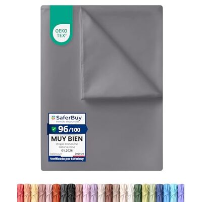 Utopia Bedding Lençol plano sem elástico, cama de 90 a 167 x 243 cm, certificado Oeko-Tex poliéster escovado macio microfibra, lençol plano cinzento Utopia Bedding Lençol plano sem elástico, cama de 90 a 167 x 243 cm, certificado Oeko-Tex poliéster escovado macio microfibra, lençol plano cinzento