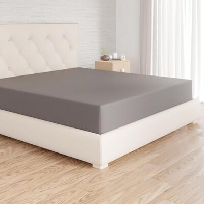Amazon Basics Lençol de baixo ajustável, 180 x 200 cm, 100% algodão, cinzento-escuro Amazon Basics Lençol de baixo ajustável, 180 x 200 cm, 100% algodão, cinzento-escuro