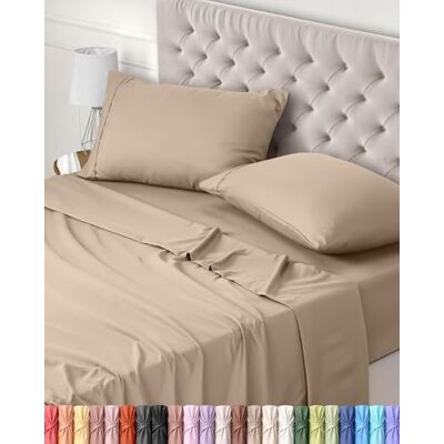 Utopia Bedding Conjunto de Roupa de Cama de 4 Peças 120x190 Poliéster Microfibra Escovada Certificado Oeko-Tex Lençol de Baixo, Lençol de Elástico e 2 Fronhas de Almofada 50x75 (Cama 120, Bege) Utopia Bedding Conjunto de Roupa de Cama de 4 Peças 120x190 Poliéster Microfibra Escovada Certificado Oeko-Tex Lençol de Baixo, Lençol de Elástico e 2 Fronhas de Almofada 50x75 (Cama 120, Bege)