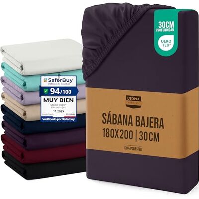 Utopia Bedding Lençol-capa 180 x 200 x 30 cm, roxo, bolso profundo, microfibra de poliéster escovado (cama de 180) Utopia Bedding Lençol-capa 180 x 200 x 30 cm, roxo, bolso profundo, microfibra de poliéster escovado (cama de 180)