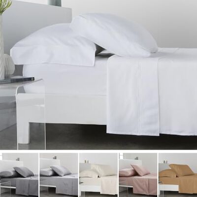 COTTON ARTean Conjunto de Roupa de Cama 160x190/200 Cetim Algodão Egípcio 300 Fios LEUNA Branco 4 Peças: Lençol de Cima, 2 Fronhas de Almofada, Lençol de Baixo Ajustável COTTON ARTean Conjunto de Roupa de Cama 160x190/200 Cetim Algodão Egípcio 300 Fios LEUNA Branco 4 Peças: Lençol de Cima, 2 Fronhas de Almofada, Lençol de Baixo Ajustável