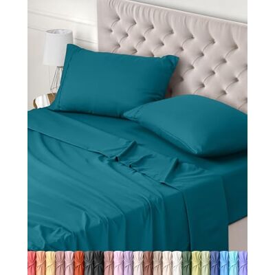 Utopia Bedding Conjunto de Roupa de Cama 4 Peças 180x200 Microfibra Poliéster Escovada Certificado Oeko-Tex Lençol de Baixo, Lençol de Elástico e 2 Fronhas de Almofada 50x75 (Cama 180, Azul Utopia Bedding Conjunto de Roupa de Cama 4 Peças 180x200 Microfibra Poliéster Escovada Certificado Oeko-Tex Lençol de Baixo, Lençol de Elástico e 2 Fronhas de Almofada 50x75 (Cama 180, Azul