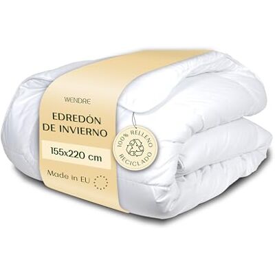 Wendre Edredão Cama 90 Inverno (155x220 cm) Edredão de Inverno com Enchimento Nórdico 300GSM, Extra Quente e Macio, Certificado Oeko-Tex Wendre Edredão Cama 90 Inverno (155x220 cm) Edredão de Inverno com Enchimento Nórdico 300GSM, Extra Quente e Macio, Certificado Oeko-Tex