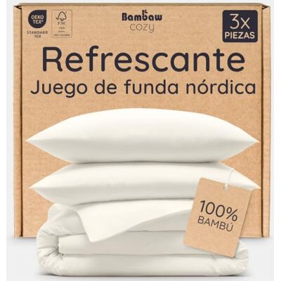 Bambaw Conjunto de capa nórdica 200 x 200 cm, 3 peças, lençóis de bambu para cama de 135, com 2 fronhas 75 x 50 cm, refrescantes, para suor noturno, certificado Oeko-Tex® Standard 100 (bege ) Bambaw Conjunto de capa nórdica 200 x 200 cm, 3 peças, lençóis de bambu para cama de 135, com 2 fronhas 75 x 50 cm, refrescantes, para suor noturno, certificado Oeko-Tex® Standard 100 (bege )