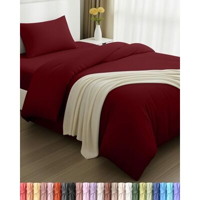 Utopia Bedding Edredão nórdico cama 90, lençol de baixo 90x190 e fronha de almofada (50x75cm) Capa de edredão 135x200 Conjunto de cama de microfibra escovada suave (Borgonha) Utopia Bedding Edredão nórdico cama 90, lençol de baixo 90x190 e fronha de almofada (50x75cm) Capa de edredão 135x200 Conjunto de cama de microfibra escovada suave (Borgonha)