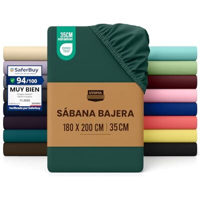Utopia Bedding Lençol-capa 180 x 200, esmeralda e bolso profundo, microfibra escovada (cama 180) Utopia Bedding Lençol-capa 180 x 200, esmeralda e bolso profundo, microfibra escovada (cama 180)