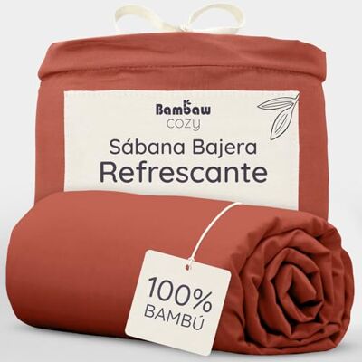 Bambaw Lençol-capa bambu, 160 x 200 cm, para cama de 160, bolso de 35 cm, lençóis de bambu hipoalergénico, antibacterianos, 160 x 200, antiácaros e termóreguláveis, certificado Oeko-Tex (terracota) Bambaw Lençol-capa bambu, 160 x 200 cm, para cama de 160, bolso de 35 cm, lençóis de bambu hipoalergénico, antibacterianos, 160 x 200, antiácaros e termóreguláveis, certificado Oeko-Tex (terracota)