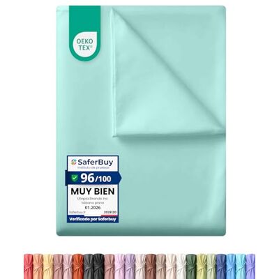 Utopia Bedding Lençol plano sem elástico, cama de 180 a 270 x 290 cm, certificado Oeko-Tex poliéster macio escovado microfibra, lençol plano azul SPA Utopia Bedding Lençol plano sem elástico, cama de 180 a 270 x 290 cm, certificado Oeko-Tex poliéster macio escovado microfibra, lençol plano azul SPA