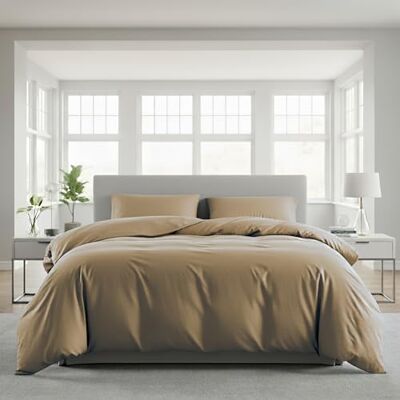 Lavea ® Conjunto de capa nórdica Cama 105 Microfibra 155x220 cm + 1 fronha de almofada 80x80 cm – Suave, respirável, Oeko-Tex – Arena Lavea ® Conjunto de capa nórdica Cama 105 Microfibra 155x220 cm + 1 fronha de almofada 80x80 cm – Suave, respirável, Oeko-Tex – Arena
