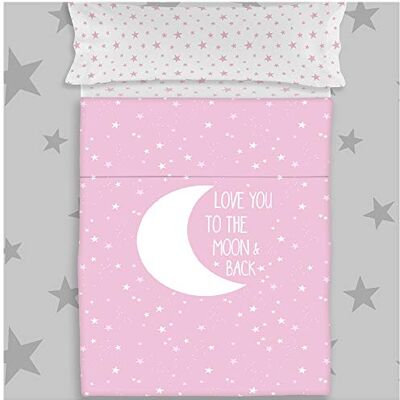 COTTON ARTean Conjunto de lençóis infantis/juvenis Moon Pink para cama de 105 x 190/200 100% algodão. COTTON ARTean Conjunto de lençóis infantis/juvenis Moon Pink para cama de 105 x 190/200 100% algodão.