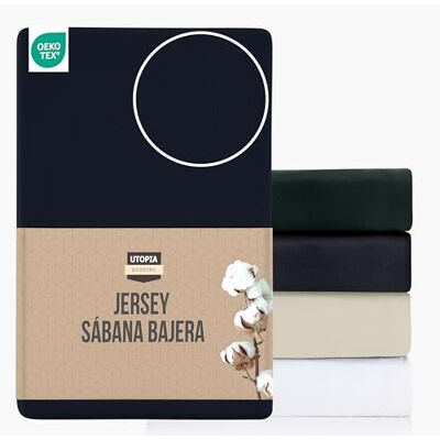Utopia Bedding Lençol de baixo de jersey poliéster bolso profundo de 35 cm (140 x 200 cm, azul marinho) Utopia Bedding Lençol de baixo de jersey poliéster bolso profundo de 35 cm (140 x 200 cm, azul marinho)